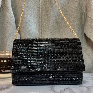 Aldo Rhinestones Black Clutch/Crossbody